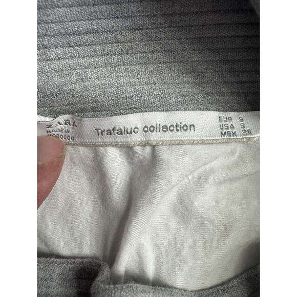 ZARA TRAFALUC COLLECTION GRAY & WHITE LAYERED TOP ZIPPER Mock NECK SMALL - Picture 5 of 7